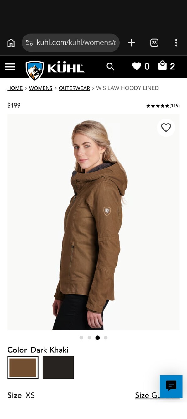 Women's Kuhl The Law Lined Hoody Jacket in Dark Khaki